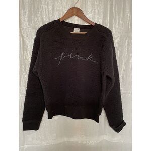 PINK Victoria's Secret Sherpa Pullover Sweatshirt Cozy Comfy Black M‎